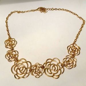 Goldtone Metal Camelia Necklace